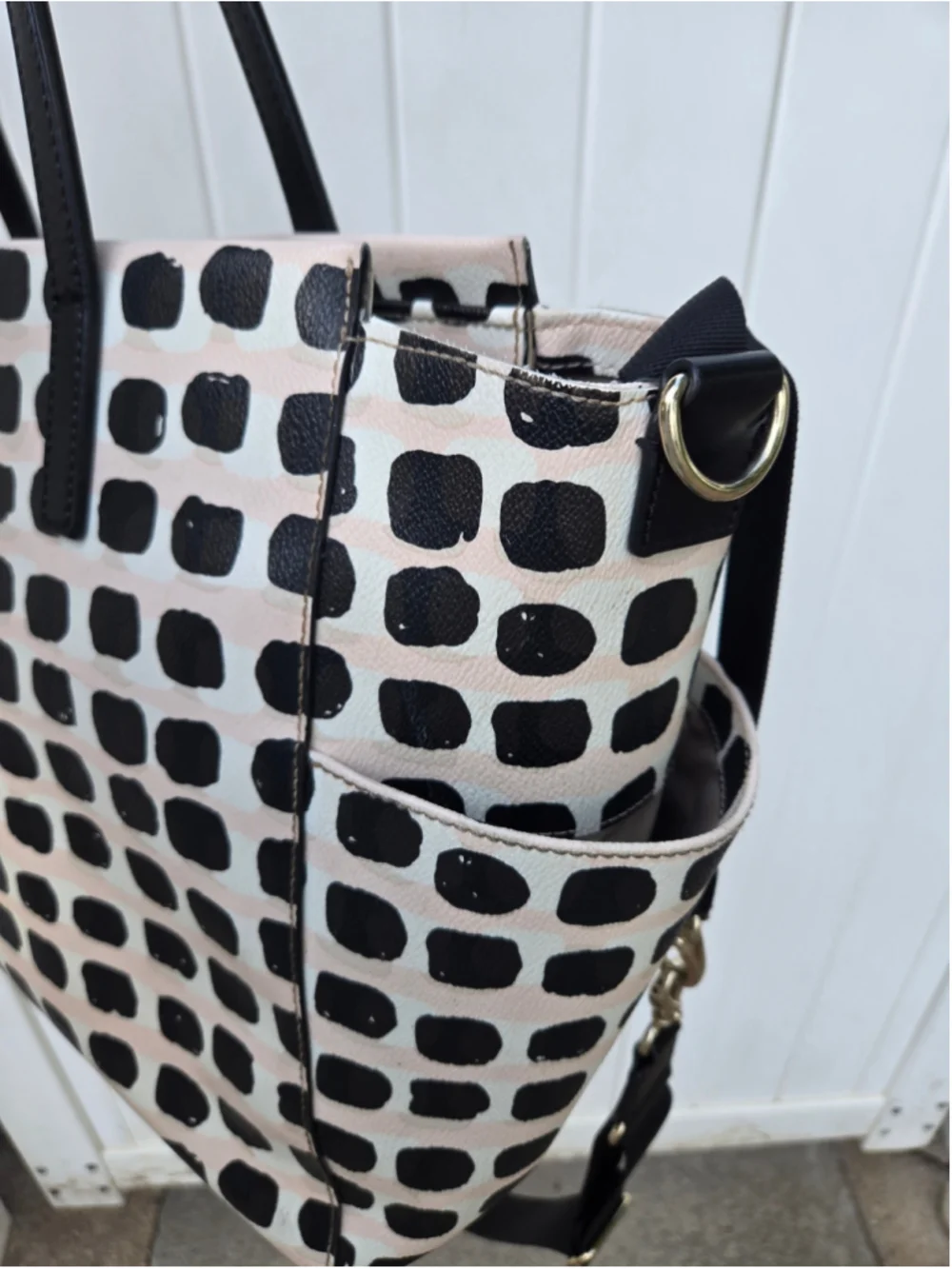 Women's Kate Spade Large Tote Bag One Size Black Pink Polka Dot
